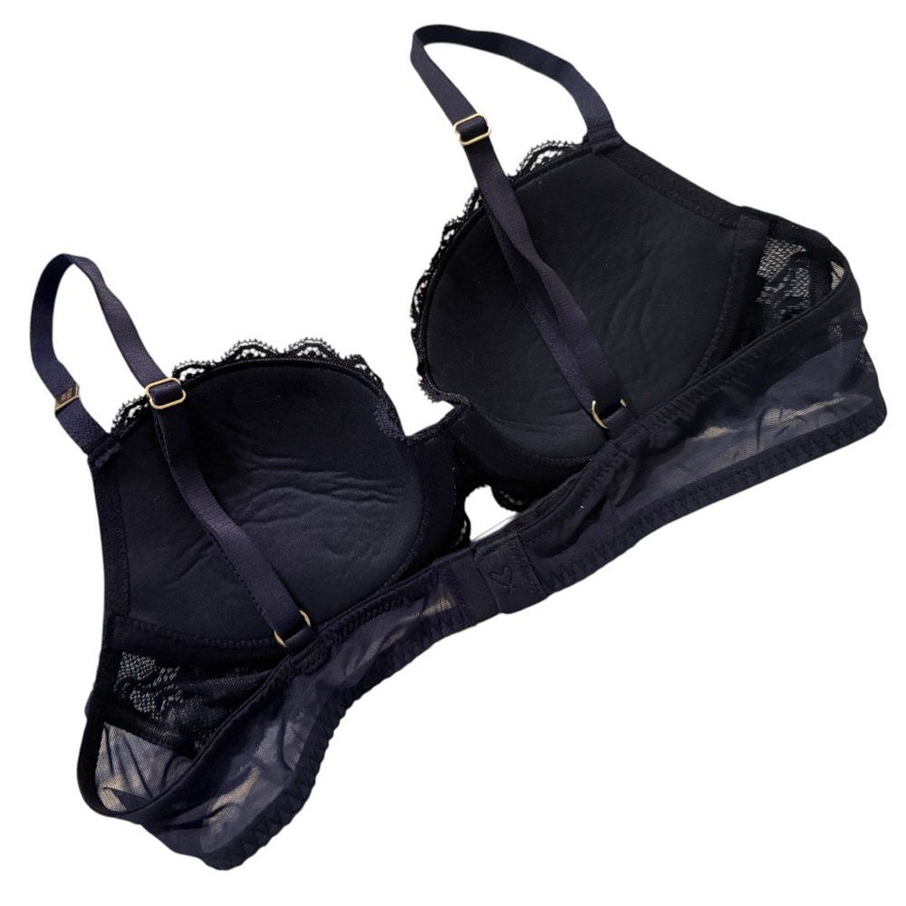 Victoria’s Secret 34A Navy Shimmer Lace Trim Padded Bra - Picture 3 of 8